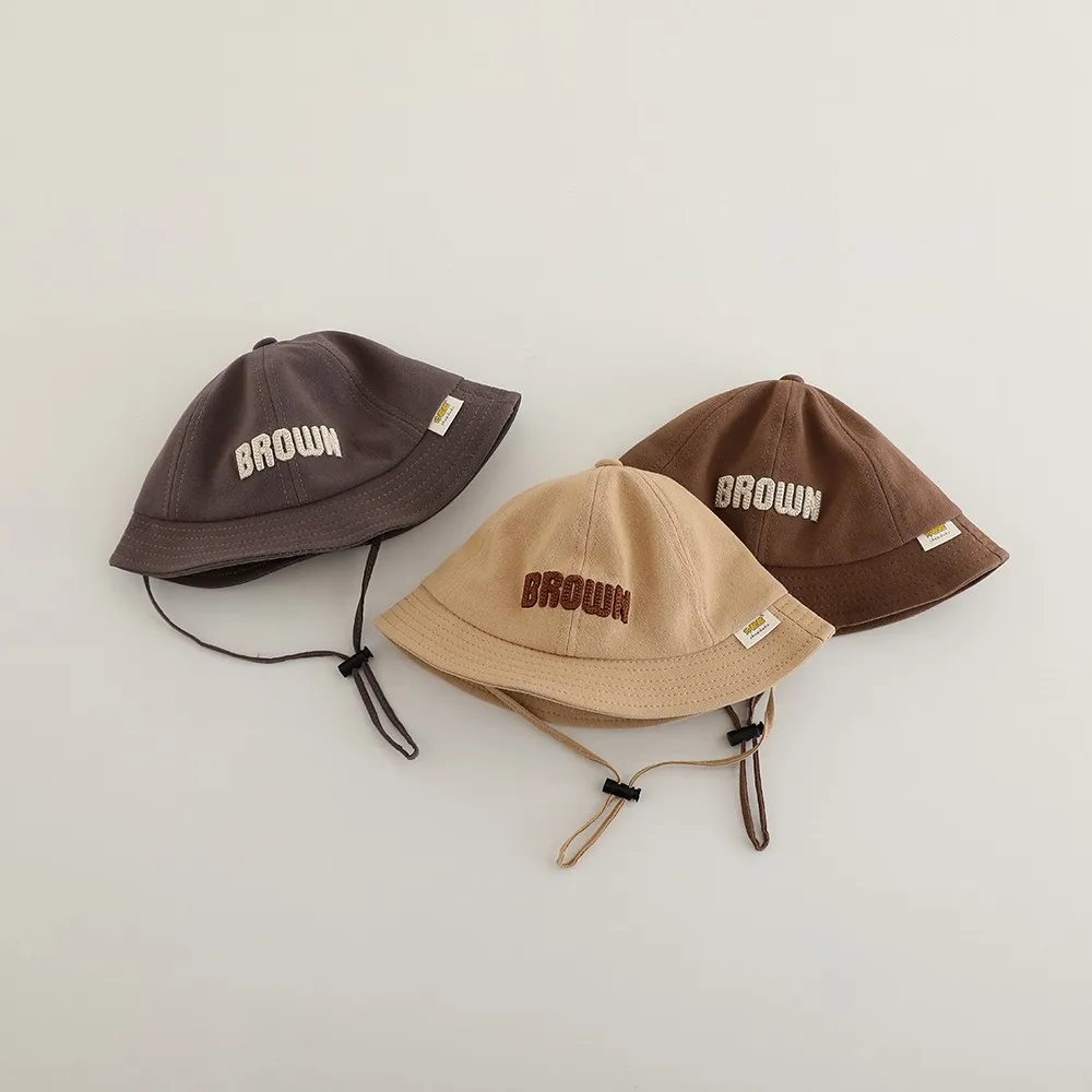 Mädchen Baby Mode Stickerei Brief Sonnencreme Fischer Mütze Junge Kinder lässig Urlaub Hut Säugling Baumwolle Kappen Kind Becken Hüte Image