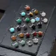 Mode 12mm Naturstein Perlen Ring Tigerauge Opal rosa Kristall verstellbare Edelstahl ringe für