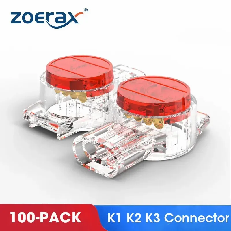 Zoerax 100pcs k1 k2 k3 stecker draht spleiß stecker rj45 rj11 verkabelung ethernet telefonkabel kabel uy2 netzwerk kabel klemme Image