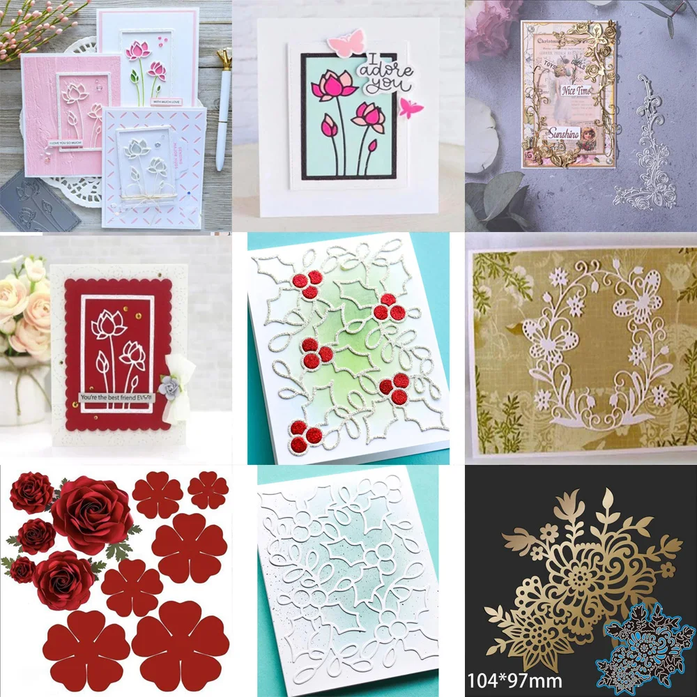 Blume Metall Schneidwerk zeuge schneiden Stanz form Sammelalbum Papier Handwerk Messer Form Klinge Stanz schablone Präge Schablonen Image