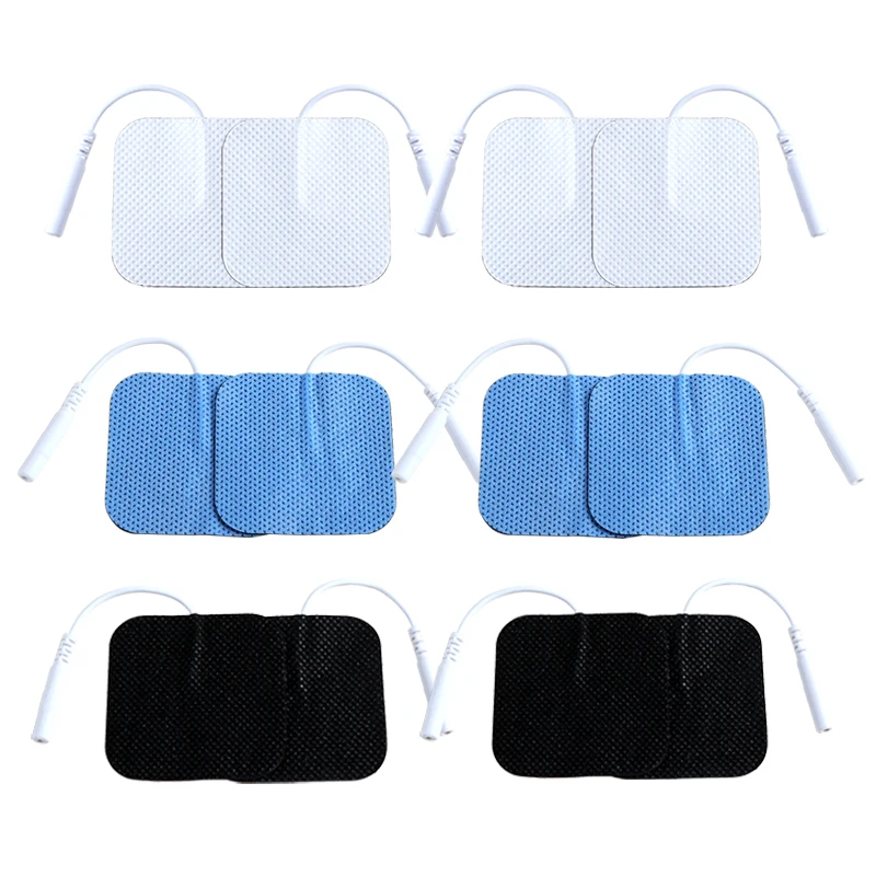 4 x 4 cm wiederverwendbare Elektrodenpads mit 2 mm Stecker für TENS-Massagegerät, Vlies-Elektroden-Patch