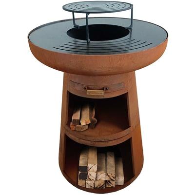 Purline - Runder Grill mit runder Stahlplatte und Rost Image