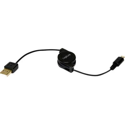 Logilink - USB-Kabel usb 2.0 usb-a Stecker, USB-Micro-B Stecker 0.75 m Schwarz inkl. Aufroller Image