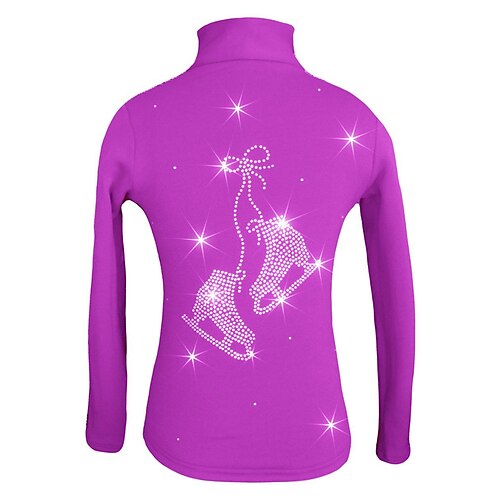 Fleecejacke fürs Eiskunstlaufen Damen Mädchen Eislaufen Jacke Shirt Rosa Blau Orange elastisch Ausbildung Wettbewerb Eiskunstlaufkleidung warm Kristalle Langarm Eislaufen Eiskundstlauf Image