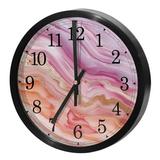 Silent Round Digital Wall Clock 9.8 Inch Easy Read-Battery Operated Non Ticking Pink Gold Marble Texture Clocks for Office Bedroom Living Room Kitchen Home Decor
