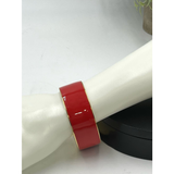 J. Crew Jewelry | J. Crew Wide 1" Bright Red Gold Tone Edges Bangle Bracelet | Color: Gold/Red | Size: Os