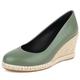 Women Wedge Heel Espadrilles Round Toe High Heel Shoes Slip On with Platform Comfort Daily Shoes C26244NA Green Size 2 UK/35
