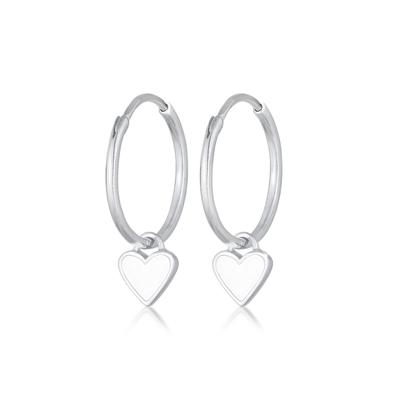 Paar Creolen ELLI "Creolen Hänger Herzen Emaille 925 Sterling Silber", silber, Ohrringe, Damen, OneSize, ohne Stein, Silber 925 (Sterlingsilber) Image