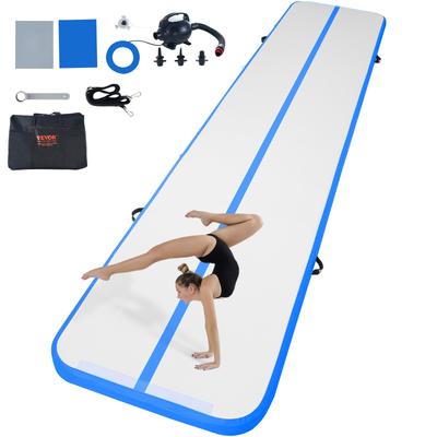 VEVOR Gymnastics Air Mat, 4 inch Thickness Inflatable Gymnastics Tumbling Mat, Tumble Track with Electric Pump