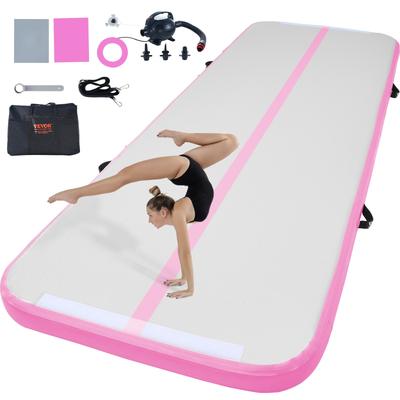 VEVOR Gymnastics Air Mat, 4 inch Thickness Inflatable Gymnastics Tumbling Mat, Tumble Track with Electric Pump