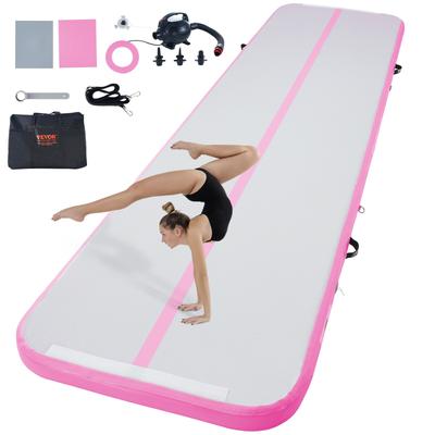 VEVOR Gymnastics Air Mat, 4 inch Thickness Inflatable Gymnastics Tumbling Mat, Tumble Track with Electric Pump