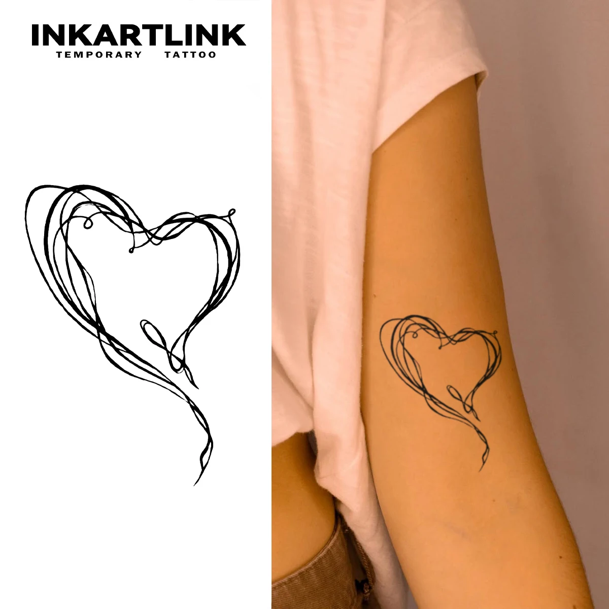 Herzförmige temporäre Tätowierung, dauert bis 15 Tage neue Technologie Magie wasserdicht semi permanente Aufkleber. Image