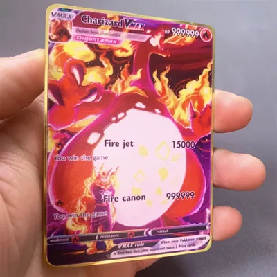 10000 PS Charizard Vmax Pokemon Karten Metall Englische Karte Arceus GX Vstar V Golden Limited Kinder Geschenk Spiel Battle Collection Karten Image