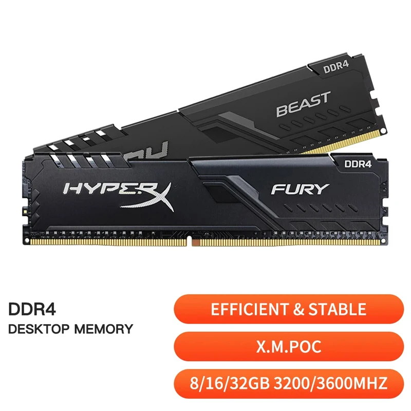 HypeX Memoria Desktop RAM DDR4 64 (32X2) 32 16 8 GB 3600 3200 MHz PC4-28800 25600 288Pin X.M.P Kühlkörper Speicher für Desktop-Computer Image