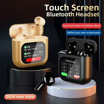 2024 neue Bildschirm Touch Bluetooth-Kopfhörer App-Steuerung Video umschaltung aktive Geräusch unterdrückung Nachricht Erinnerung Wählen Ohrhörer Image