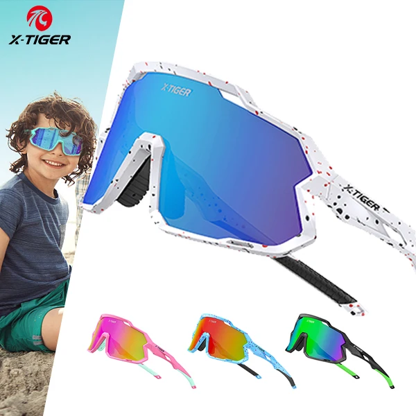 X-TIGER Kinder Radfahren Sonnenbrille Mädchen Jungen Outdoor Klassische Sonnenbrille UV-beständig Jugend Baseball Sonnenbrille Für Kinder Geschenk Image