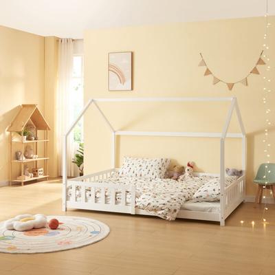 Hausbett Hesel mit Rausfallschutz 120x200cm Weiß [en.casa] Image