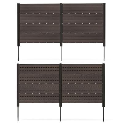 Costway Outdoor Privacy Fence Screen with 5 Ground Stakes for Garden Yard Patio-Brown