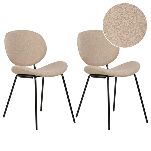 Esszimmerstühle 2er Set Taupe aus Bouclé Schwarze Beine Modernes Retro Design für Esszimmer