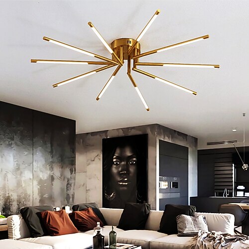 LED-Deckenleuchter 13,5 cm 8/10/12 Köpfe dimmbar Metall galvanisiert/lackiert modern nordischer Stil Wohnzimmer Schlafzimmer 110-240 V 38/64/80 W nur dimmbar mit Fernbedienung Image