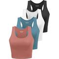 Joviren Bauchfreies Tanktop aus Baumwolle für Damen, Racerback, Yoga, Tank-Tops, athletische Sport-Shirts, Übungsunterhemden, 4 Stück, Schwarz/Weiß/Blau/Rot, M