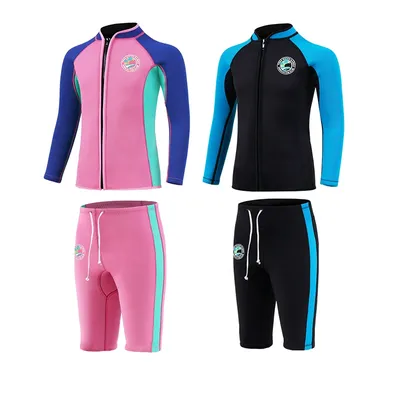 2MM Neoprene Shorty Wetsuit Two Pieces Children Surfing Scuba Diving Suits Long Sleeve Thick