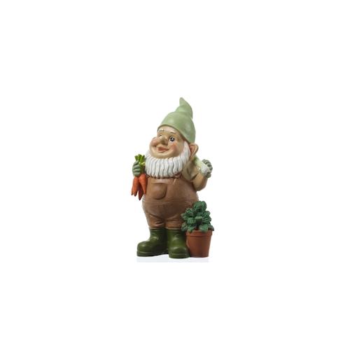 Gartenzwerg BERT Gärtner Zwerg mit Gemüse Polyresin Gartenfigur 29cm