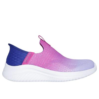 Skechers Girl's Slip-ins: Ultra Flex 3.0 - Color Boost Sneaker | Navy/Purple | Textile | Machine Washable