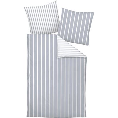 Wendebettwäsche JANINE "modernclassic 39028-28", grau (platin), B/L: 135cm x 200cm, , Mako-Satin, B/L: 80cm x 80cm, Mako-Satin, Obermaterial: 100% Baumwolle, Bettwäsche, mit Reißverschluss Image
