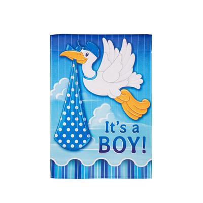 Stork with Special Delivery Suede Garden Flag, Boy
