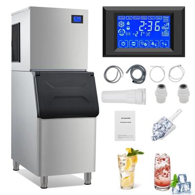 Commercial Ice Maker Machine 350 LBS/24H, Commercial Ice Machine with Storage 310 LBS Ice Maker Commercial with Drain Pump