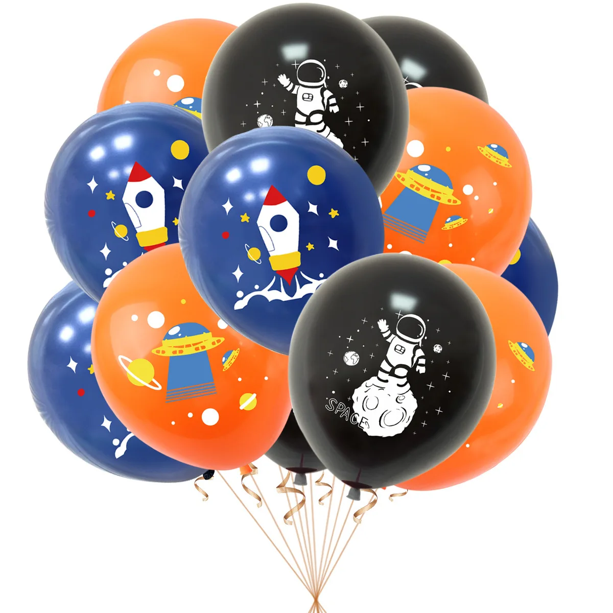 18 Stücke Cartoon Weltraum Thema Astronaut Rakete 12 zoll Latex Ballon für Kinder Junge Geburtstag Baby Shower Party Dekoration Image