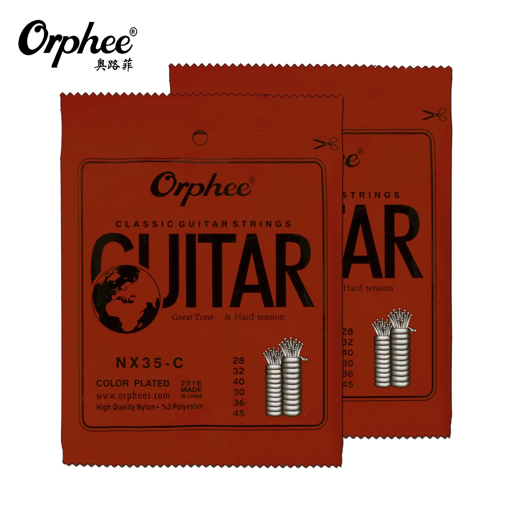 Orphee Konzertgitarrensaiten, 6 Teile/satz, NX35-C, schwarzes Nylon, klassische Guitarra-Saiten, geeignet für Anfänger-Gitarrenzubehör Image
