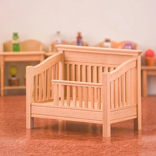 Antike Puppenhaus Miniatur bett Babybett Wiege Bett Möbel Modell Dekor Spielzeug Puppenhaus Zubehör