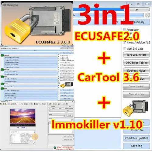 2024 hot sell ecusafe 2 0 ecu ecm 2 0 immo killer v5.0 software immo off software v5.3 cartool chip