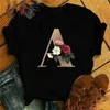 Maycaur neue benutzer definierte Name Buchstaben Kombination Frauen T-Shirt Blume Brief Schrift a b c d e f g Kurzarm Kleidung Frau T-Shirts Tops