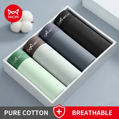 Miiow 4pcs Baumwolle Herren höschen 5a anti bakterielle Schritt Mann Unterwäsche nahtlose Image