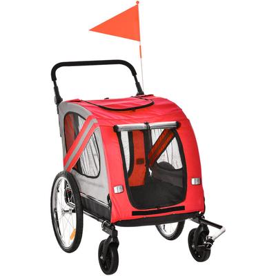 Pawhut - 2-in-1 Hundeanhänger & Hundebuggy, Hundefahrradanhänger Fahrradanhänger, Hundewagen mit Image