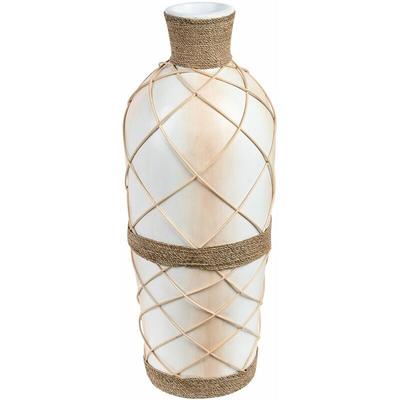 Beliani - Dekorative Bodenvase Beige aus Terrakotta Rattangeflecht im natürlichen Stil Wohndekor