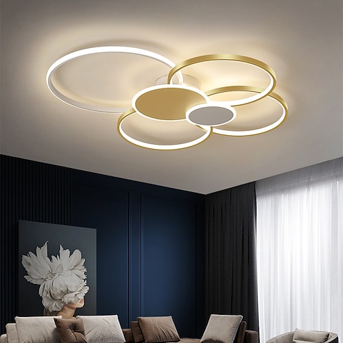 2/4 Köpfe LED Deckenleuchte Kreisform nordische moderne einfache Wohnzimmer Lampe Atmosphäre nach Hause Luxus Schlafzimmer Büro Restaurant Image
