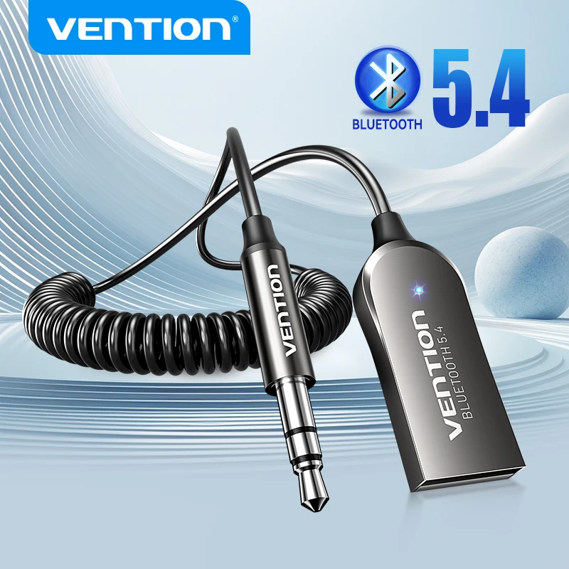 Vention Bluetooth 5.4 Aux Adapter Wireless Car Bluetooth Receiver USB to 3.5mm Jack Audio Music Mic Handsfree for Car Speaker