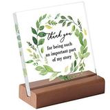 Thank You Farewell Gift for Women Men Friend Boss Retirement Gift Square dacrylic Desk Plaque Sign With Wood Stand Decor for Home Office Desk-Thank You For Being There For Me Sign