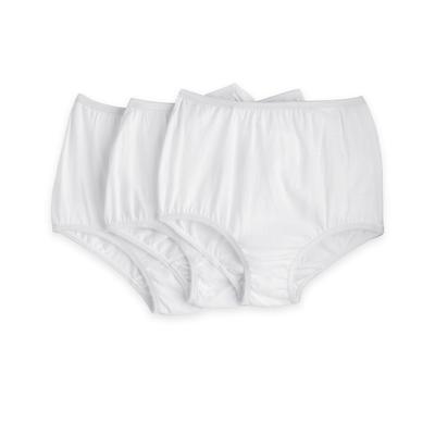 Appleseeds Women's 3-Pack Cotton Panties - White - 11 - Misses