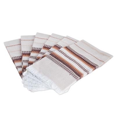 Culinary Inspiration in Brown,'Brown Cotton Napkins (Set of 6)'