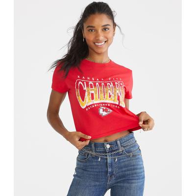 Aeropostale Womens' Kansas City Chiefs Vintage Fit Graphic Tee - Red - Size S - Cotton
