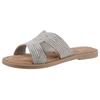 Pantolette TAMARIS, Damen, Gr. 38, silber (silberfarben), Leder, elegant, Schuhe, Blockabsatz, Festtagsschuh, Sommerschuh in funkelnder Optik