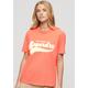 Print-Shirt SUPERDRY "RETRO FLOCK RELAXED T SHIRT" Gr. S, rot (neon red) Damen Shirts Jersey