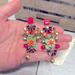 J. Crew Jewelry | J Crew Crystal Drop Multi Color Pink Orange Purple Beaded Tiered Gold Earrings | Color: Green/Pink | Size: Os