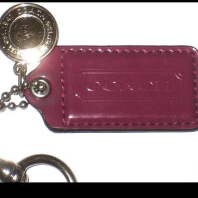 Coach Accessories | 2" Coach Purple Leather Glossy Key Fob Bag Charm Keychain Bag Tag | Color: Purple | Size: Os