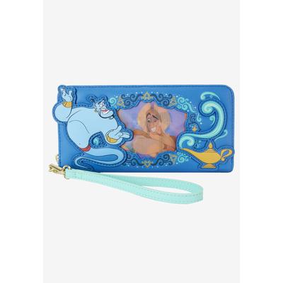 Women's Loungefly X Disney Aladdin Jasmine Lentincular Zip Around Wallet Wristlet Wallet by Loungefly in Blue